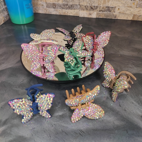 2 Iridescent Butterfly Hair Clips - Picture 15 of 16